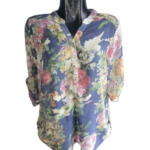 Lavena Semi-sheer Floral Blouse L